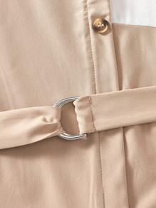 2pcs/Set Tween Girls Fashion Commuter Color Block Puff Sleeve Gathered Waist Straight Leg Pants Suit - Multicolor - View 6