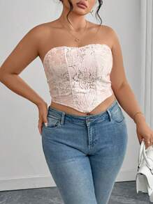 SHEIN Clasi Top corto ajustado sin mangas asimétrico para mujer de talla grande - Multicolor - Ver 3