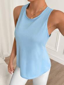 Easithlete Women Solid Color Button Decor Daily Fitness Sports Vest