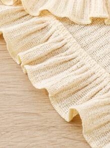 3pcs Baby Girls' Casual Ruffle Trim Long Sleeve Outerwear, Spring/Autumn