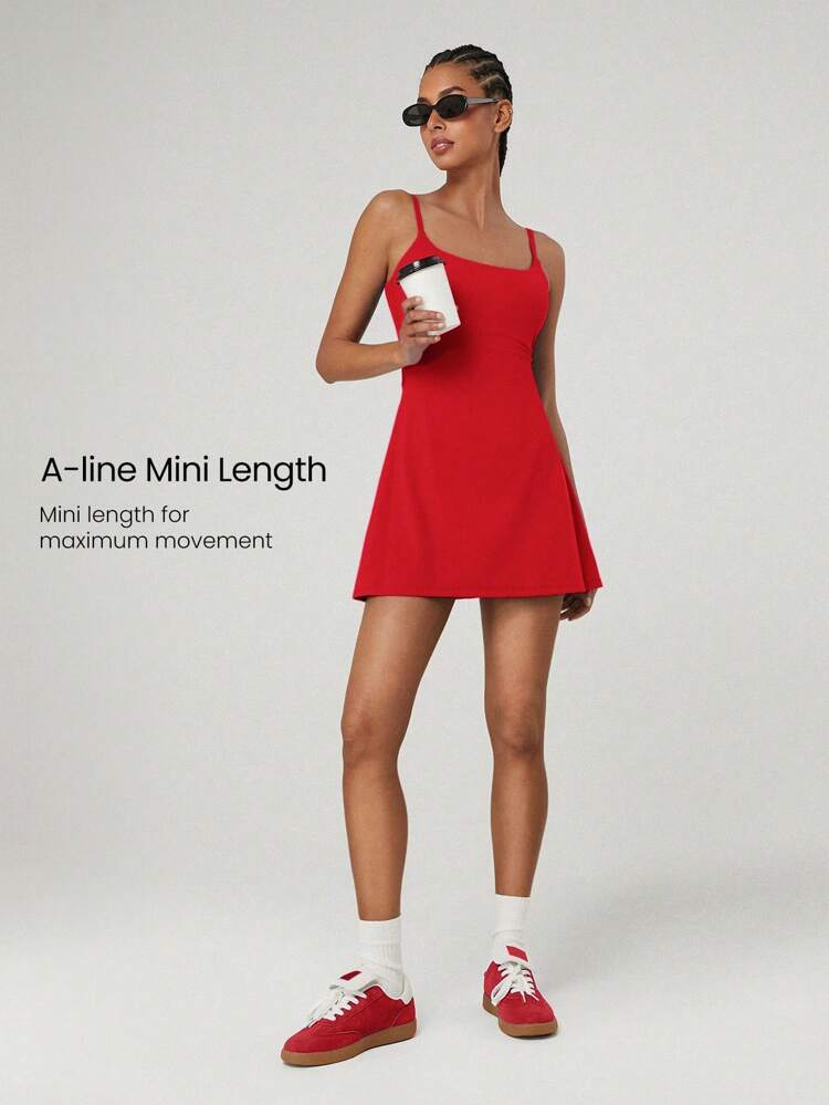FeatherFit™-Air Scoop Neck Knotted Mini Dress Quick Dry Moisture Wicking