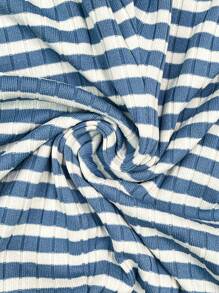 SHEIN Stylish Maternity Knitted Wide Leg Pants In Blue And White Stripes With Comfortable Drawstring Waist For Casual Wear - Blue and White - View 7