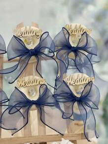 SHEIN 每卷 3/5 码优雅蓝色波浪丝绸欧根纱丝带 - 可编织发带 DIY 礼服丝带，用于礼品包装、花束包装、蛋糕装饰、婚礼、圣诞节、派对 DIY 工艺装饰、服装装饰、发饰