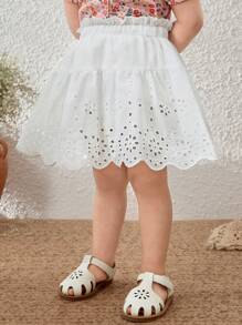 Blossori Short de niña bebé con borde de encaje blanco, elegante estilo francés, para primavera/verano - Blanco - Ver 5