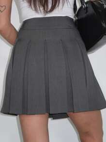 DAZY Jupe mini plissée polyvalente et décontractée style Y2k pour femmes - Gris foncé - Voir 8