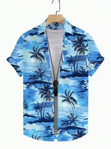 Manfinity RSRT Men's Short Sleeve Shirt, Fashion For Summer - Blue - View 1