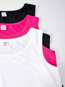 SHEIN Set de 3 blusas de tirantes simples y casuales, versátiles y combinables, para adolescentes, para primavera/verano