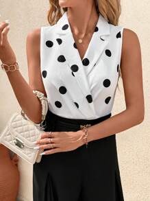 SHEIN Clasi Body elegante bianco da donna con colletto a bavero