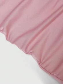 SHEIN MOOSTA Plus Size Women Black Draped Neck Flutter Ruched Bodycon Fishtail Knit Dress, Suitable For Formal Events & Parties - Dusty Pink - View 5