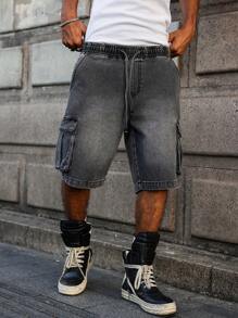 Manfinity Hypemode Short cargo casual ample et délavé gris foncé pour hommes