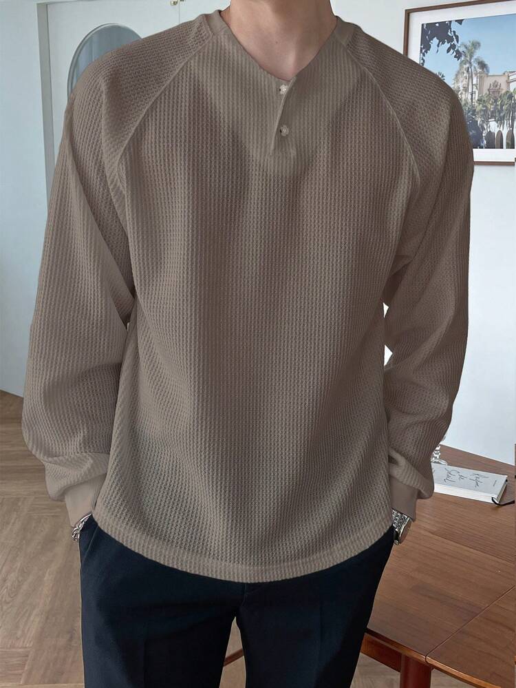 Camiseta de manga larga tipo raglan para hombres, ropa de vuelta al colegio para otoño e invierno