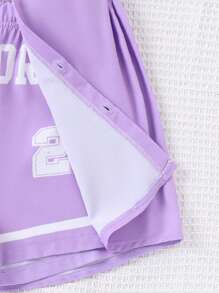 SHEIN Explorewe 少女字母圖形背心、短褲、襯衫套裝 - 彩色 - 查看 5