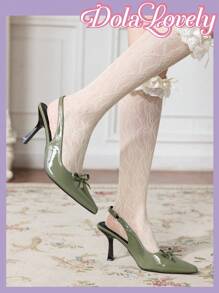 Dola Lovely 2024 新款女士金色包头高跟凉鞋，春秋优雅尖头高跟鞋设计，舒适百搭，与连衣裙完美搭配 - 綠色 - 查看 4