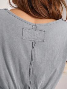 Bohemela 女士度假V领无袖紫色T恤 - 淺藍色 - 查看 9