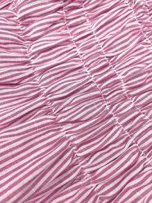 Vivid Eden 度假休闲条纹短款上衣和短裤套装 - 粉色 - 查看 7