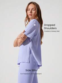 GLOWMODE Tencel Modal Oversized Everymode Tee Daily Casual Summer Compression Shirt - Mauve Purple - View 3
