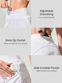 GLOWMODE Short de running de cintura alta de 4 pulgadas VitalSwift con ropa interior incorporada, bolsillo con cordón, para entrenamiento diario, gimnasio, verano, secado rápido, transpirable y antimicrobiano
