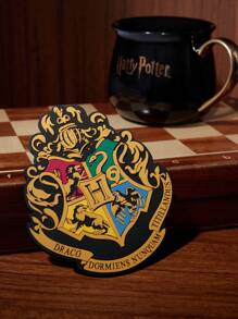 HARRY POTTER X SHEIN 1 Pc Hogwarts Pattern Cup Coaster ,Suitable For Most Cups & Mug Protect Your Desktop
