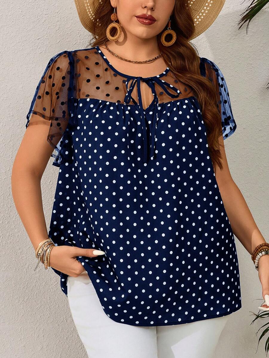 EMERY ROSE Plus Size Casual Minimalist Fashion Button Down Top, Everyday Wear,Summer /Summer,Tropical Vacation