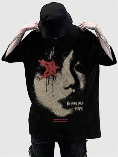 Street Life Camiseta de manga corta con gráfico de figura para hombres, adecuada para uso diario en primavera y verano, escuela, estilo de los 2000