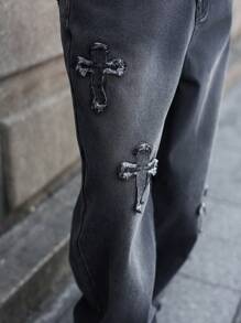 Manfinity EMRG Jeans sueltos y de pierna ancha de estilo urbano gótico en gris oscuro para hombre