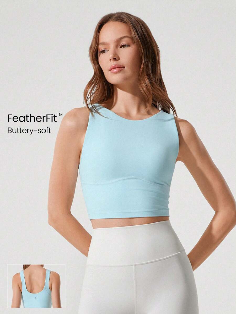 GLOWMODE FeatherFit™ Longline U Back Sports Bra Tank Top Low Impact Yoga Daily Gym Fall Winter