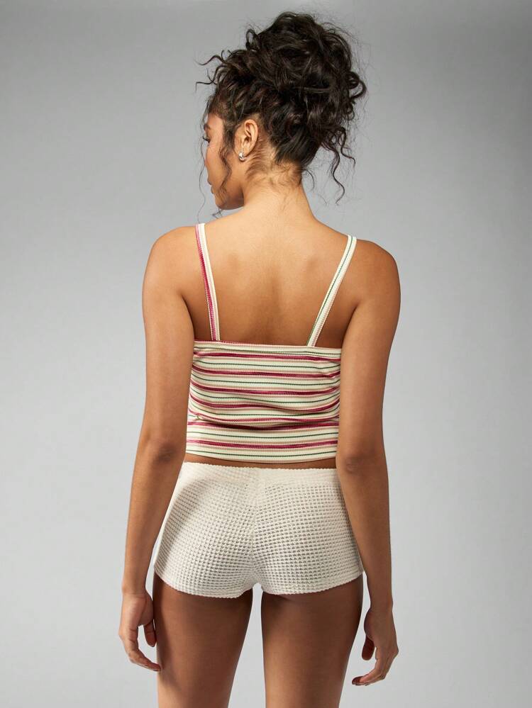 MISSGUIDED Retro Stripe Ribbed Crop Tank Top Summer Casual Basic Vest Y2K Sleeveless Athletic Festival Beach Lounge Workout Cami