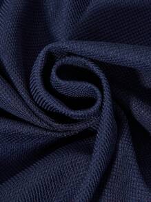 SHEIN 2 件套青少年男孩纹理华夫格面料短袖 T 恤和短裤套装 - 寶藍色 - 查看 6