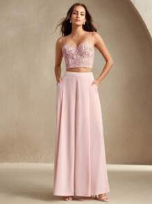 Anewsta Women Wide Leg Pants, Casual Business Casual, Daily Wear, Versatile - Pink - View 3