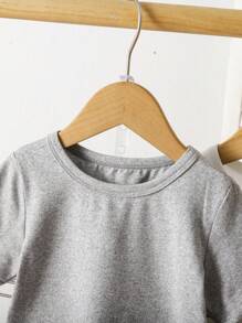 SHEIN Playful Pals 男婴短袖 T 恤和短裤套装 6 件套，黑/白/绿，百搭百搭男婴女婴服装，夏季超值 - 彩色 - 查看 3