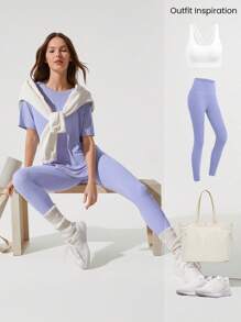 GLOWMODE Tencel Modal Oversized Everymode Tee Daily Casual Summer Compression Shirt - Mauve Purple - View 6