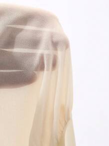 DAZY 女士甜美蝴蝶结荷叶边方领轻盈睡袍，夏季睡衣