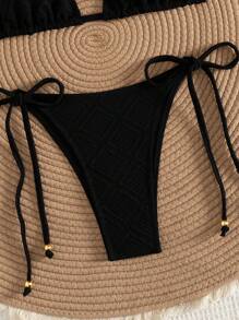 Swim Vcay Solid Color Bikini Set For Beach/Resort For Summer Beach Vacation