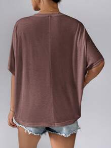 SHEIN Essnce T-shirt ample femme à manches chauve-souris, en fibre de bambou