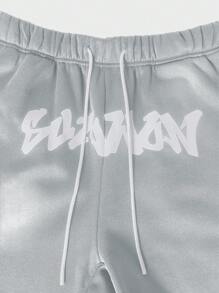 SUMWON Athletic Drop Crotch Drawstring Shorts Fleece Premium Loungewear Streetwear Gym Training Fitness Basketball Sports Urban Lifestyle Comfort Fit - Blue - View 4