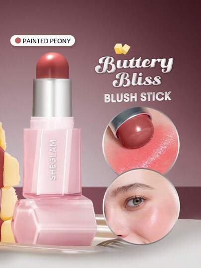 SHEGLAM Buttery Bliss Blush Stick-Painted Peony Rare Brand Beauty Makeup Face Paint Cosmetic For Women Girls Perfect For Fall Winter Ideal For Y2K Fancy Fashion Suitable For Birthday Christmas Present Party Ready Best Color