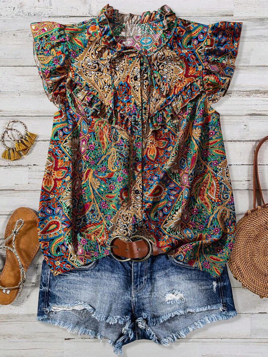 Linhara 大码女式编织休闲度假夏季衬衫