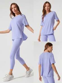 GLOWMODE Tencel Modal Oversized Everymode Tee Daily Casual Summer Compression Shirt - Mauve Purple - View 7