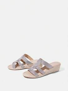 Styleloop Women's Fashion Bohemian Style Wedge & Platform Sandals - Silver - View 3