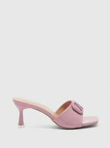 CUCCOO BIZCHIC New Arrival Silver Strap Transparent Crystal Rhinestone Embellished Sandals, Fairy Vibe - Pink - View 6