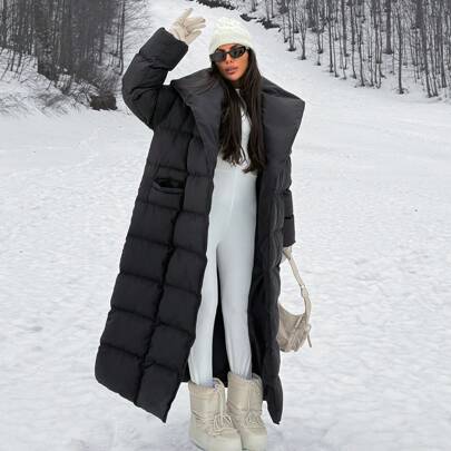 Long Maxi Cool Coat, Casual, Elegant Long Puffer Coat Long Black Puffer Coat Long Winter Coat Women