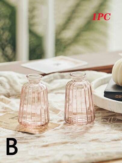 1pc Creative Roze Mini Hydroponic Glass Flower Vase Groen Plants Fresh Flowers Tafel ation,Ramadan ,Room ,Three view 8