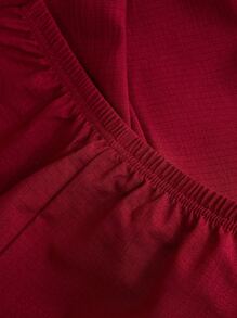 Tween Girls 2pcs/Set Casual Contrast Trim Ruffle Collar Knit Sweater & Shorts Pajamas Set, Pink