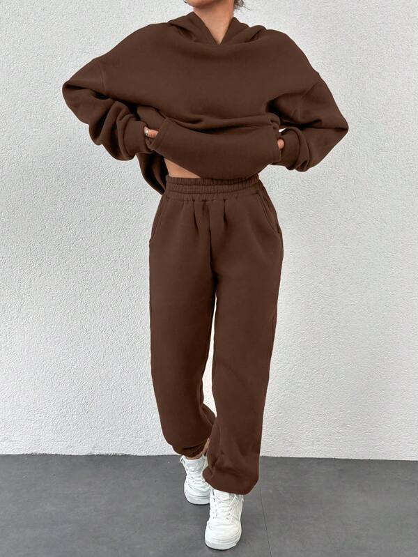 SHEIN Cottnline 100%Cotton Drop Shoulder Hoodie & Sweatpants