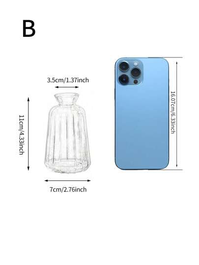 1pc Creative Roze Mini Hydroponic Glass Flower Vase Groen Plants Fresh Flowers Tafel ation,Ramadan ,Room ,Three view 4