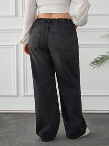 RueChic Jeans rectos de pierna suelta y lavados en talla grande