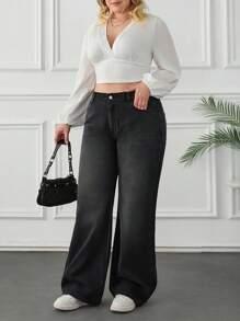 RueChic Jeans rectos de pierna suelta y lavados en talla grande