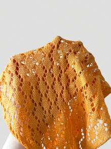 Breezaya 女士纯色深 V 领长袖镂空紧身性感针织连衣裙 - 黃色 - 查看 7
