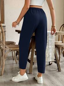 SHEIN Pantalones de maternidad elásticos de cintura alta y unicolor