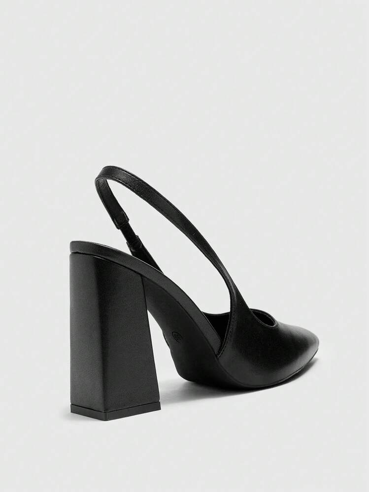 CUCCOO BIZCHIC Escarpins à bride pour femmes à talon épais noir, à bout pointu. Simples, basiques, idéaux pour les trajets, les rendez-vous, les fêtes et les occasions spéciales - Noir - Voir 8